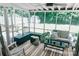 Cozy screened porch with stylish furniture, lighting, and backyard view at 1699 Riverdale Dr, Rock Hill, SC 29732