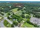 Aerial view of property close to Mount Pleasant Elementary School. Mature trees and well-maintained landscaping at 357 N Main St, Mount Pleasant, NC 28124