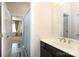Bathroom features a dark vanity, bright lighting, and a shower with tiled floors at 398 Hampton Trail Dr # 97, Fort Mill, SC 29708