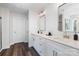 Bathroom featuring double vanity with quartz countertops and modern rectangular undermount sinks at 4037 Jenison Valley Ct, Charlotte, NC 28214