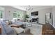 Bright living room with fireplace, large windows, hardwood floors, stylish rug, and comfortable seating at 5005 Chestnut Knoll Ln, Charlotte, NC 28269