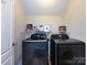 Functional laundry room equipped with modern appliances and ample shelving for storage at 12928 Windy Lea Ln, Huntersville, NC 28078