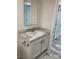 Bathroom featuring a modern vanity with elegant countertops and wood-look floors at 130 Zircon Dr, Statesville, NC 28625