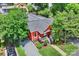 Overhead view of the home showing its prime location, lush surroundings, and well-maintained yard and driveway at 3519 Card St, Charlotte, NC 28205