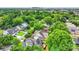 Scenic aerial shot featuring a lush, green neighborhood with downtown city skyline in the distance at 3519 Card St, Charlotte, NC 28205
