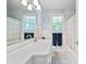 Bright bathroom with large mirror, vanity, and updated fixtures at 3612 Trent St, Charlotte, NC 28209