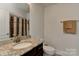 Bathroom featuring granite countertops, a modern sink, and a toilet in a well-lit space at 3913 Widgeon Way, Waxhaw, NC 28173