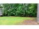 Large grassy backyard surrounded by mature trees, offering a private outdoor space for relaxation and recreation at 4007 Lake Shore S Rd, Denver, NC 28037