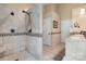 Bathroom featuring a walk-in shower and tiled floors at 4007 Lake Shore S Rd, Denver, NC 28037