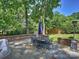 Outdoor patio features dining table, and lush green grass and plants at 5436 Topping Pl, Charlotte, NC 28209