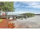 Lake view showcasing a dock with jet skis and beautiful blue sky at 921 Northeast Dr, Davidson, NC 28036