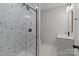 Bathroom features white marble shower with glass enclosure and modern vanity at 1115 Sides Rd, Salisbury, NC 28146