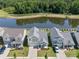 Aerial view showcases houses with manicured lawns near a serene lake, reflecting a peaceful community at 1207 Laggan Ln, Indian Trail, NC 28079