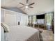Airy bedroom with a large bed, vaulted ceiling, and two large, white closets at 1252 Winding Path Rd, Lake Wylie, SC 29710