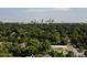 Aerial view capturing the skyline beyond a lush, green canopy at 1928 Providence Rd, Charlotte, NC 28211