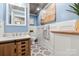 Charming bathroom with vanity, stylish tile flooring, and modern fixtures at 849 Savile Ln, Fort Mill, SC 29715