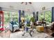 Bright living room with large windows, blue drapes, and stylish furniture at 849 Savile Ln, Fort Mill, SC 29715
