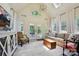 Bright and airy living room with vaulted ceilings, large windows and doors leading to the backyard at 1040 Goshen Pl, Charlotte, NC 28211