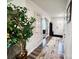 Bright hallway featuring a decorative tree, runner rug, and a view of the front door at 1047 Campbell Chase Sw Ln, Concord, NC 28025