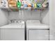 Laundry room area features new washer and dryer with storage shelves above at 1124 St. Charles Ct # 3, Newton, NC 28658