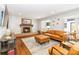 Cozy living room with a brick fireplace, lots of natural light and comfortable leather furniture at 1505 Clarendon Pl, Rock Hill, SC 29732