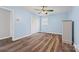 Bedroom with vinyl flooring, closet, ceiling fan, and light blue walls at 2178 Tryon Courthouse Rd, Bessemer City, NC 28016