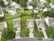 Expansive aerial view of neighborhood homes with manicured lawns and mature trees, showcasing the residential area at 2527 Fossil Stone Ln, Fort Mill, SC 29708