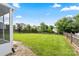 Expansive backyard featuring lush green lawn, mature trees, and privacy fence at 2527 Fossil Stone Ln, Fort Mill, SC 29708