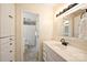 Bathroom with white vanity and a shower/tub combination with glass doors at 321 York Southern Rd, Fort Mill, SC 29715