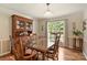 Elegant dining room with hardwood floors, china cabinet and a view of a lush backyard at 321 York Southern Rd, Fort Mill, SC 29715