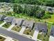 Aerial view of several homes with manicured lawns, driveways and a community pool at 440 Shallowford Dr, Rock Hill, SC 29732