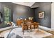 A spacious, stylish office with black walls, wood desk, and lots of natural light at 6327 Fox Tail Ln, Davidson, NC 28036
