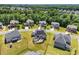 Aerial view of backyard with solar panels, an outdoor patio, and landscaped backyard at 837 Kathy Dianne Dr, Indian Land, SC 29707