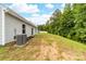 Spacious backyard featuring a well-maintained lawn, privacy trees and a modern home exterior at 8416 Highgate Dr, Charlotte, NC 28215