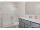 Bathroom features a glass shower, modern vanity and fixtures, and tiled floors at 8420 Golden Stone Ln # 138, Fort Mill, SC 29707