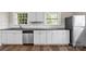 Close-up on kitchen with stainless dishwasher, ample counterspace, and white cabinetry at 904 Edgewood Cir, Gastonia, NC 28052