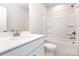Clean bathroom with a tub and shower combination, featuring a single sink vanity and modern fixtures at 9221 Widden Way, Charlotte, NC 28269