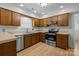 Traditional kitchen with wooden cabinets, stainless steel appliances, and laminate countertops at 10600 Four Mile Creek Rd, Charlotte, NC 28277