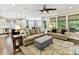 Open-concept living room with neutral sofas, and backyard views at 1118 Yale Pl, Charlotte, NC 28209