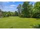 Large backyard with lush green grass and mature trees, backing up to wooded property at 1252 Wendy Rd, Rock Hill, SC 29732