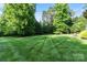 Well-manicured backyard with lush green grass and mature trees creating a private and serene outdoor space at 132 Ragsdale Trl, Mooresville, NC 28117