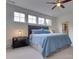 Bright bedroom featuring a ceiling fan, walk-in closet, and soft, natural light from three well-placed windows at 1427 Main St, Charlotte, NC 28204