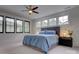 Bright bedroom featuring a ceiling fan, and soft, natural light from many windows at 1427 Main St, Charlotte, NC 28204