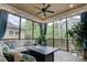 Inviting screened porch with comfortable seating, a ceiling fan, and lush greenery, perfect for relaxation at 1427 Main St, Charlotte, NC 28204