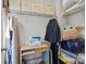 Closet with shelving and hanging storage featuring a sewing machine on a small work table at 205 Church St, Mcadenville, NC 28101