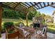 Outdoor entertaining area with stone fireplace, pergola and lounge furniture at 3006 S Legacy Park Blvd, Indian Land, SC 29707