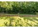 Expansive backyard featuring a stone wall, mature trees and lush green grass at 3006 S Legacy Park Blvd, Indian Land, SC 29707