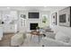 Cozy living room featuring a brick fireplace, hardwood floors, and natural light, perfect for relaxing and entertaining at 5817 Red Carriage Ln, Charlotte, NC 28212