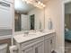 Bright bathroom with double sinks, a large mirror, and modern finishes at 739 Elders Story Rd, Fort Mill, SC 29708