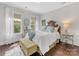 Cozy bedroom with hardwood floors, neutral tones, and natural light from large windows at 7732 Waverly Walk Ave, Charlotte, NC 28277